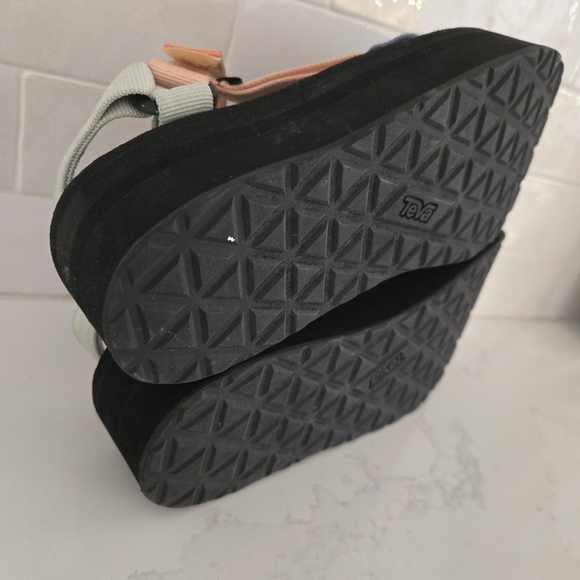 Teva Flatform Universal Velcro Sandals Sherbert Black Green Blue Coral Size 8 - Picture 7 of 8